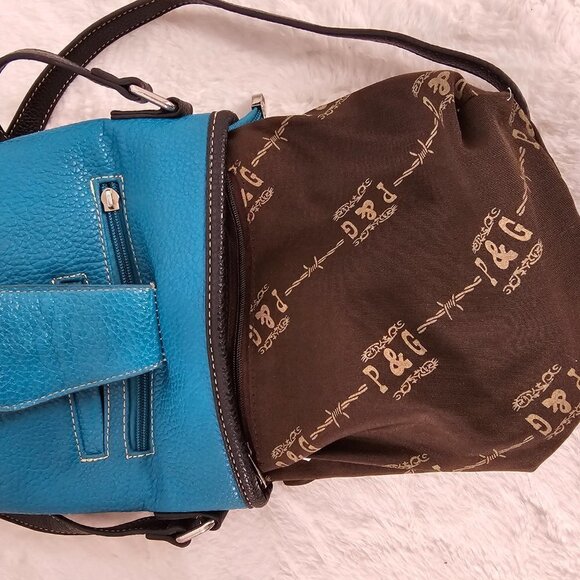 P&G Turquoise Faux Leather Western Bling Rhinestone Crossbody Bag - Picture 14 of 16